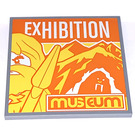 LEGO Mittleres Steingrau Fliese 6 x 6 mit Exhibition Museum Aufkleber mit Unterrohren (10202)