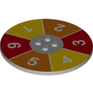 LEGO Gris pierre moyen Tuile 8 x 8 Rond avec 2 x 2 Centre Goujons avec 1 2 3 4 5 6 Numbers (6177 / 41756)