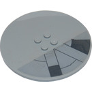 LEGO Medium Stone Gray Tile 8 x 8 Round with 2 x 2 Center Studs with Gray Areas Sticker (6177)