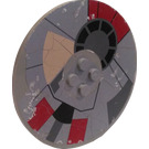 LEGO Medium Stone Gray Tile 8 x 8 Round with 2 x 2 Center Studs with Millennium Falcon Top and Hatch Sticker (6177)