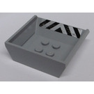 LEGO Medium Steengrijs Tipper Emmer Klein met Zwart en Zilver Danger Strepen Sticker (2512)