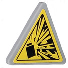 LEGO Medium Stone Gray Triangular Sign with Black Explosive on Yellow Background Sticker with Split Clip (30259)