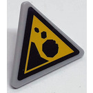 LEGO Medium Stone Gray Triangular Sign with Black Falling Rocks Sticker with Split Clip (30259)