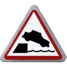 LEGO Mittleres Steingrau Dreieckig Sign mit Auto Falling into Water Aufkleber mit geteiltem Clip (30259)