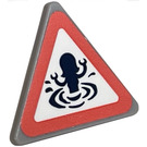 LEGO Medium Steengrijs Driehoekig Sign met Coral Border en Figure in Water Sticker met Open 'O'-clip (65676)
