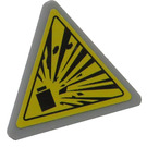 LEGO Medium Stone Gray Triangular Sign with Explosive Sticker with Split Clip (30259 / 39728)