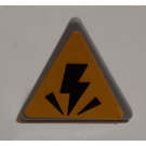 LEGO Medium Steengrijs Driehoekig Sign met lightning bolt Sticker met splitclip (30259)