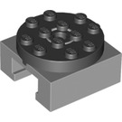 LEGO Medium Steengrijs Turntable Poten met Zwart Top (30516 / 76514)