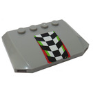 LEGO Medium Steengrijs Wig 4 x 6 Gebogen met Checkered Vlag 4433 Sticker (52031)