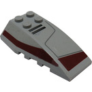 LEGO Medium Stone Gray Wedge 6 x 4 Triple Curved with 2 Black Stripes and 2 Dark Red Markings (Left) Sticker (43712)