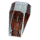 LEGO Medium Steengrijs Wig 6 x 4 Drievoudig Gebogen met Brown Decoratie (Links foot of AT-ST) Sticker (43712)
