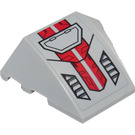 LEGO Medium Stone Gray Wedge Curved 3 x 4 Triple with Red and Black Pattern Sticker (64225)