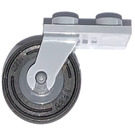 LEGO Medium Stone Gray Wheel fork 2x2 with dark stone gray wheel Centre and black tire 14x4 (66199/3464/59895)