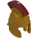 LEGO Metallic goud Hoplite Helm met Donkerrood Crest (90392 / 92158)