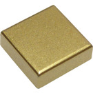 LEGO Metallisk Guld Bricka 1 x 1 med skåra (3070 / 30039)