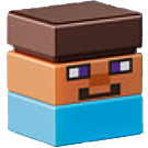 LEGO Micromob Steve (Short) with Dark Brown Hair and Dark Azure Body Minifigure