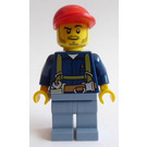 LEGO Miner wearing blue shirt and sand blue parts with red cap Minifigure