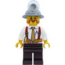 LEGO Miner avec Mining Chapeau, Orange Beard, Suspenders, Tie, Outil Courroie et Pen dans Pocket Figurine