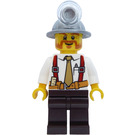 LEGO Miner mit Mining Hut, Orange Bart, Suspenders, Tie, Werkzeug Gürtel und Pen im Pocket Minifigur