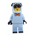 LEGO Minifig Bright Light Blue with Dog Helmet and Stripes Tie Bow Minifigure