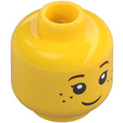 LEGO Minifigurka Hlava s Černá Eyelashes, Hnědá Eyebrows, Freckles Vzor (Zapuštěný pevný cvoček) (20393 / 30973)