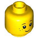 LEGO Minifig Hoofd met Zwart Eyelashes, Brown Eyebrows, Freckles Patroon (Verzonken Solid Stud) (3626)