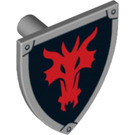 LEGO Minifig Schild Dreieckig mit rot Drachen Kopf auf Schwarz Background (3846 / 14463)