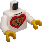 LEGO Minifig Torso with Dog Head in a  Red Heart (973)