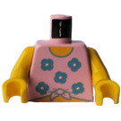 LEGO Minifig Torso with Five Blue Flowers and Knob, Yellow Arms and Yellow Hands (973)