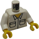 LEGO Minifig Torso with White Collar and 2 Pockets with White Arms and Yellow Hands (973)