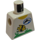 LEGO Minifig Torso without Arms with Black Dolphin in Blue Oval Logo and Yellow and Black Fish Pattern (973)