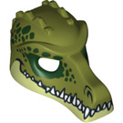 LEGO Minifigure Crocodile Head with Teeth and Dark Green Spots Pattern (12551)