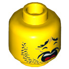 LEGO Minifigure Kopf mit Schwarz Stubble, Schwarz Eyebrows & Moustache - Scared Breit Open Mouth Expression (Einbau-Vollbolzen) (3626 / 34332)
