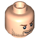 LEGO Minifigure Head with Brown Stubble and Eyebrows (Safety Stud) (3626)