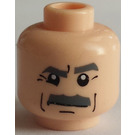 LEGO Minifigure Head with Dark Stone Gray Bushy Moustache / Eyebrows (Safety Stud) (3626)
