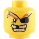 LEGO Minifigure Head with Eye Patch and Gold Teeth (Safety Stud) (3626 / 63188)