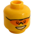 LEGO Minifigure Head with Smile and Orange Goggles (Recessed Solid Stud) (13636 / 99810)