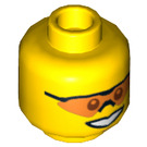 LEGO Minifigure Hoofd met Smile en Orange Goggles (Verzonken Solid Stud) (3626)