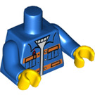 LEGO Minifigure Torso Unbuttoned Jacket with Two Orange Stripes and Pockets, over Light-Blue Ribbed-Neck Shirt (76382 / 88585)