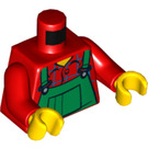 LEGO Minifigurka Tułów z Zielony Kombinezon Bib over Plaid Koszula (973 / 76382)