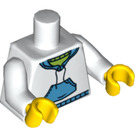 LEGO Minifigure Torso with White and Medium Blue Hoodie (76382 / 88585)