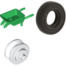 LEGO Minifigure Wheelbarrow with White Wheel and Black Tire (98288)