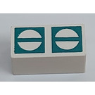 LEGO Modulex Tile 1 x 2 with Green Semicircles with No Internal Supports