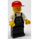 LEGO Motor Mekaniker - Overalls Sort med Pocket, Sort Ben, Rød Kasket Minifigur