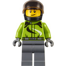 LEGO Motorcyclist dans Vert Patterned Veste Minifigurine