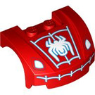 LEGO Mudgard Bonnet 3 x 4 x 1.3 Gebogen mit Spiderman Spinne mit Web (98835 / 102268)