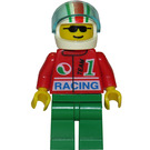 LEGO Octan Racing Crew mit Weiß, rot und Green Striped Helm Minifigur