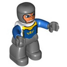 LEGO Old Knight Duplo Figure with Blue Arms and Gray Hands