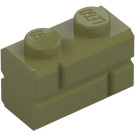 LEGO Olivgrün Stein 1 x 2 mit Embossed Bricks (98283)