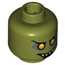 LEGO Olive Green Goblin Minifigure Head (Safety Stud) (3626 / 19101)